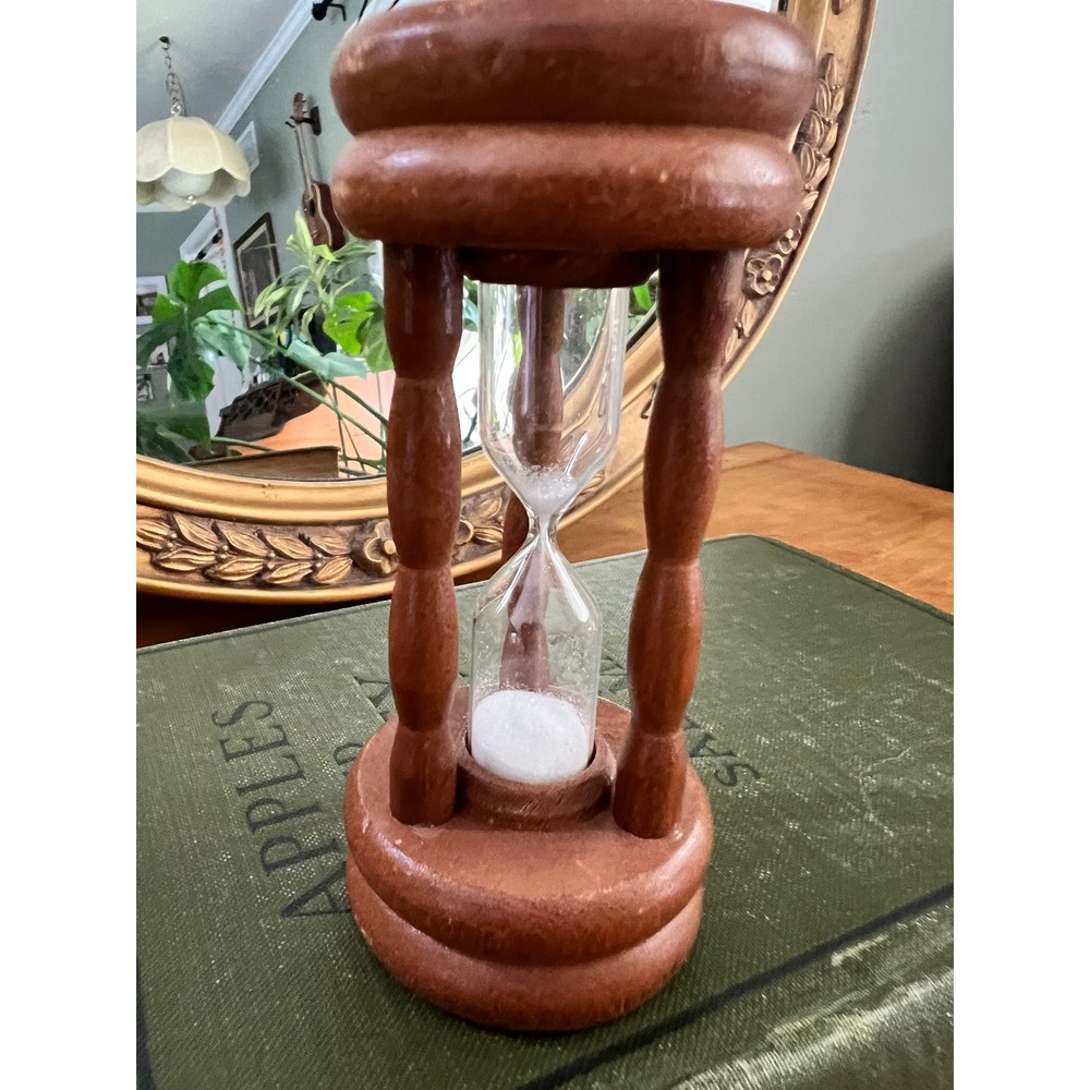Vintage Nevco Wood Hourglass Sand Timer Made in Japan Decorative 4 Inch